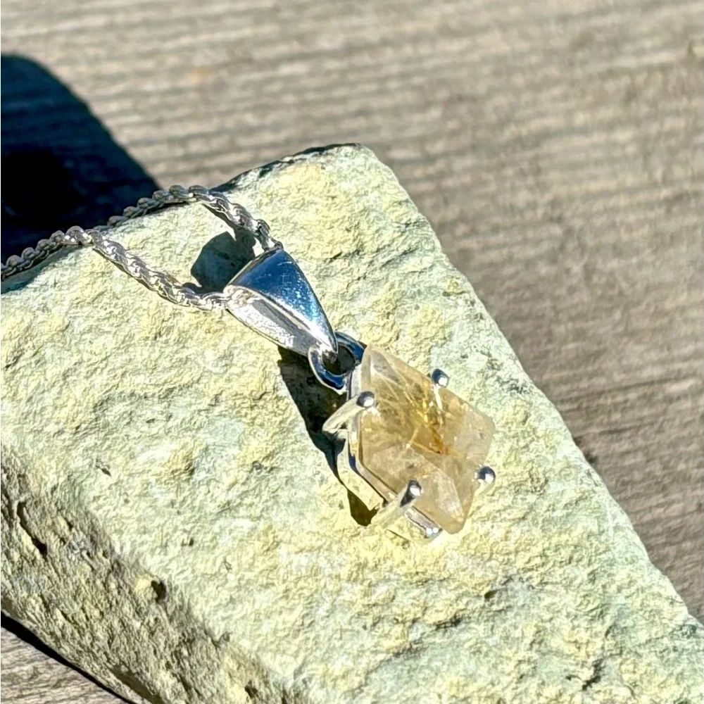 Golden Rutilated Quartz Necklace - Picture 5 of 15